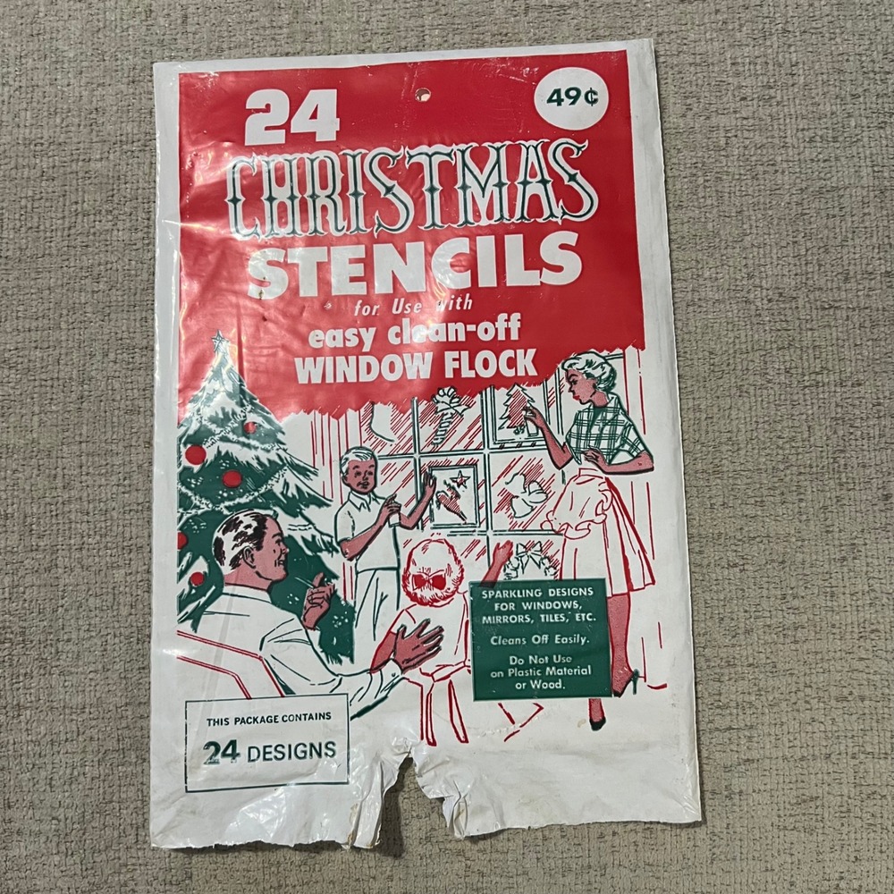 Belmont‎ Ind Vintage Christmas Stencils for Window Flock Holiday Designs 1969